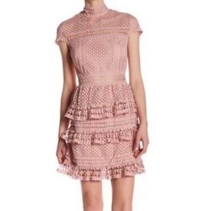 Romeo + Juliet Blush Pink Eyelet Crochet Short Cap Sleeve Mini Party Dress Med